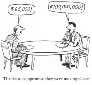 Cartoon of person negotiating payrise